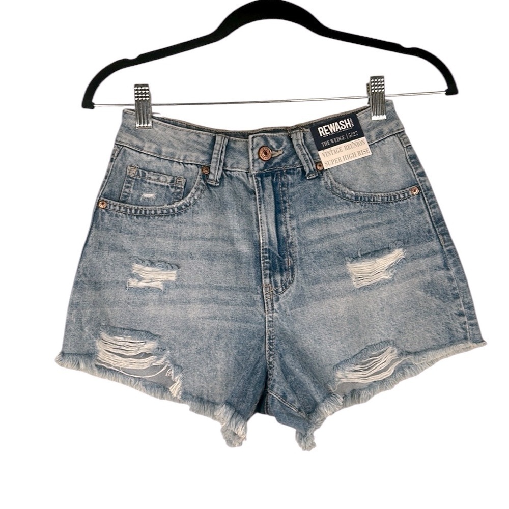 Rewash The Wedge Super High Rise Distressed Summer Cut Off Jeans Size 27 New!